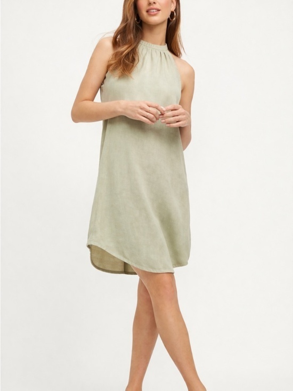 Cloth & Stone Womens Lyocell Halter Neck Dress XS Sage Green Sleeveless Boho